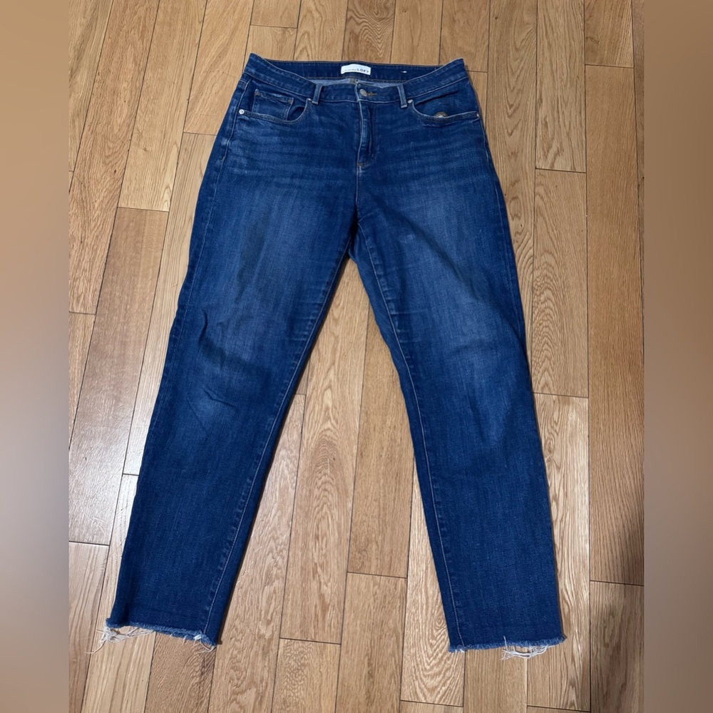 LOFT Dark Blue “curved girlfriend” super soft Jeans